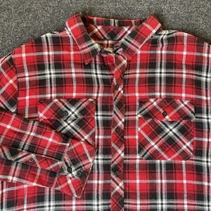 Empyre Surplus Co. Red Black Flannel Long Sleeve Button Up Shirt Mens L